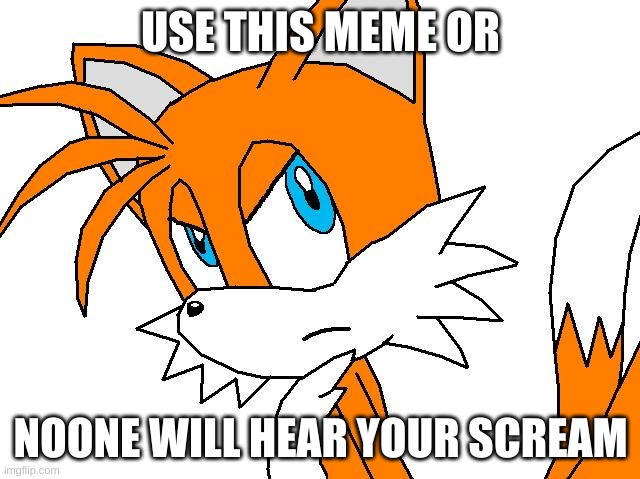 do it. | USE THIS MEME OR; NOONE WILL HEAR YOUR SCREAM | image tagged in angry tails,meme,new template | made w/ Imgflip meme maker