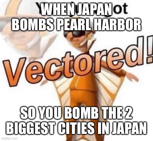 You just got vectored | WHEN JAPAN BOMBS PEARL HARBOR; SO YOU BOMB THE 2 BIGGEST CITIES IN JAPAN | image tagged in you just got vectored | made w/ Imgflip meme maker