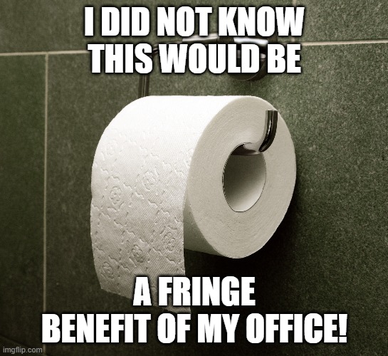 Fringe Benefits | I DID NOT KNOW THIS WOULD BE; A FRINGE BENEFIT OF MY OFFICE! | image tagged in memes | made w/ Imgflip meme maker