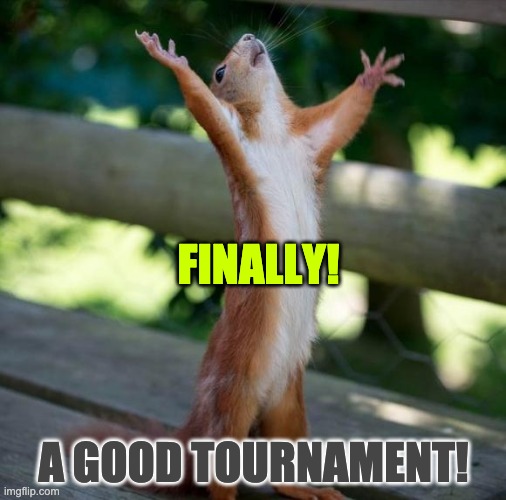 Screw Y541's Stupid RNG tournament, this is MUCH better! | FINALLY! A GOOD TOURNAMENT! | image tagged in finally | made w/ Imgflip meme maker