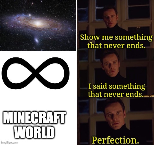 Perfection | MINECRAFT WORLD | image tagged in perfection | made w/ Imgflip meme maker