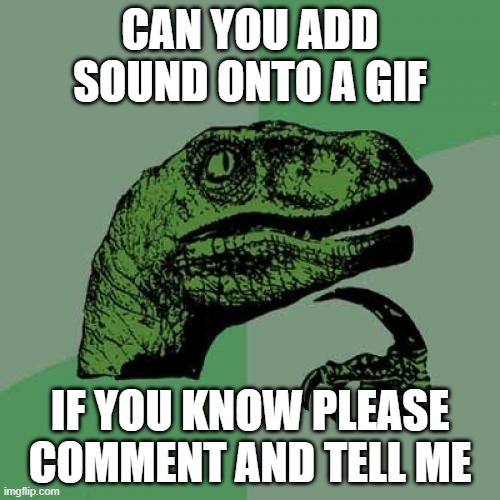 Philosoraptor Meme | CAN YOU ADD SOUND ONTO A GIF; IF YOU KNOW PLEASE COMMENT AND TELL ME | image tagged in memes,philosoraptor | made w/ Imgflip meme maker