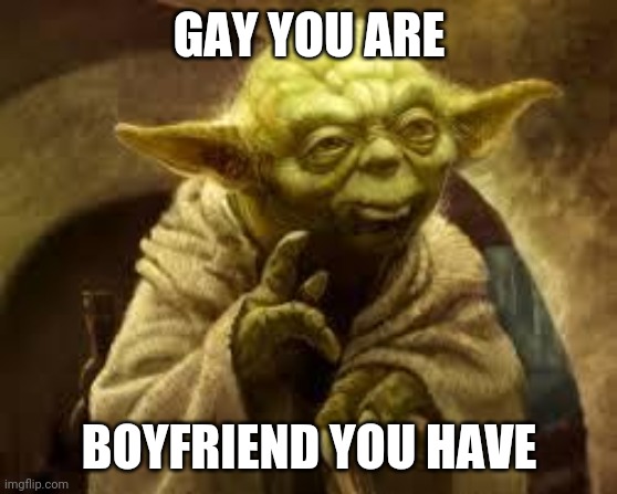 Power play | GAY YOU ARE; BOYFRIEND YOU HAVE | image tagged in yoda | made w/ Imgflip meme maker