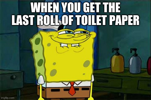 hehe | WHEN YOU GET THE LAST ROLL OF TOILET PAPER | image tagged in memes,don't you squidward | made w/ Imgflip meme maker
