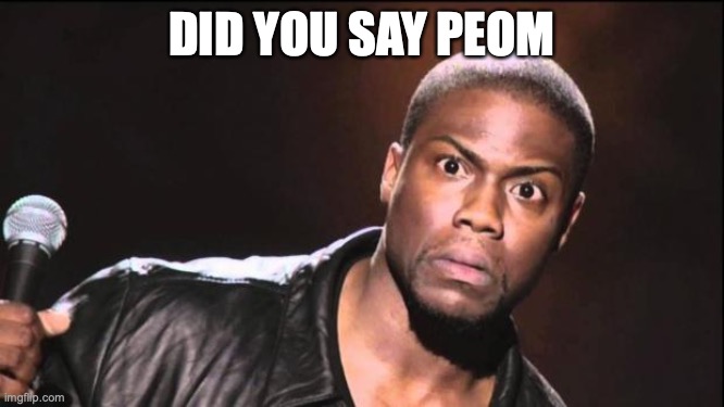kevin heart idiot | DID YOU SAY PEOM | image tagged in kevin heart idiot | made w/ Imgflip meme maker