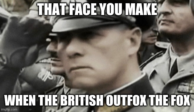 Rommel | THAT FACE YOU MAKE; WHEN THE BRITISH OUTFOX THE FOX | image tagged in memes | made w/ Imgflip meme maker