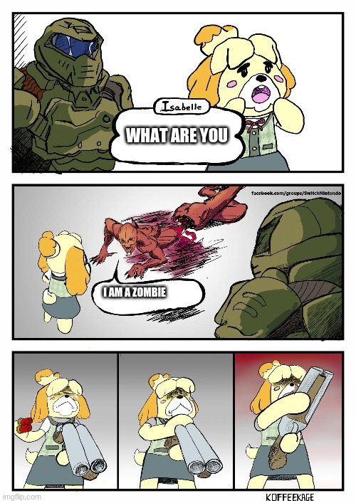 Brains | WHAT ARE YOU; I AM A ZOMBIE | image tagged in isabelle doomguy | made w/ Imgflip meme maker