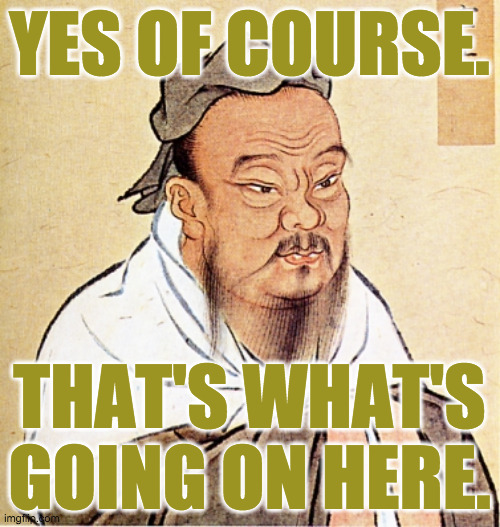 Confucius Says | YES OF COURSE. THAT'S WHAT'S GOING ON HERE. | image tagged in confucius says | made w/ Imgflip meme maker