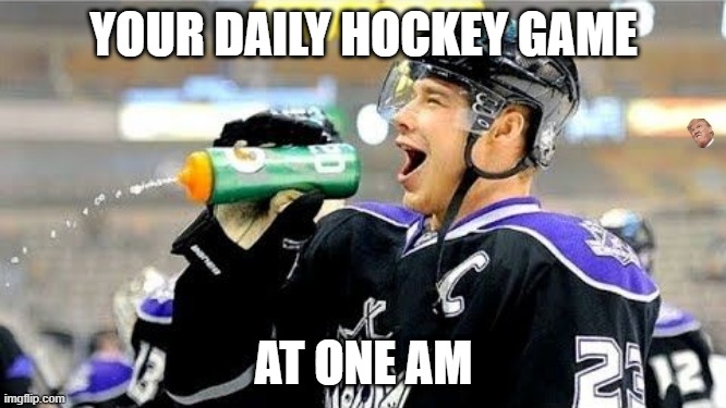 so you like hockey? | YOUR DAILY HOCKEY GAME; AT ONE AM | image tagged in sports | made w/ Imgflip meme maker