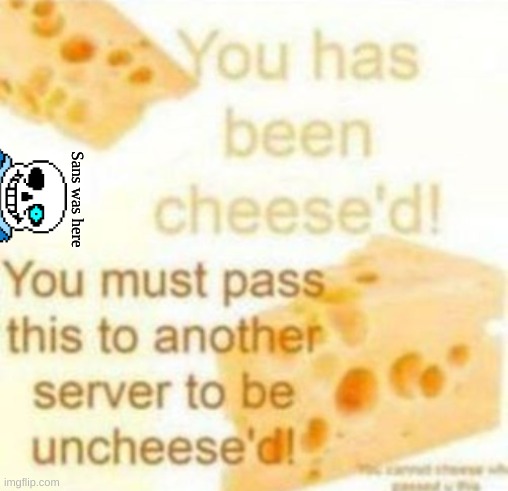 You has been cheeze'd | Sans was here | image tagged in you has been cheeze'd | made w/ Imgflip meme maker