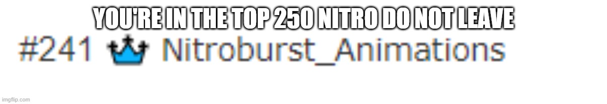I'm gonna keep posting things to convince you to stay btw | YOU'RE IN THE TOP 250 NITRO DO NOT LEAVE | image tagged in imgflip | made w/ Imgflip meme maker