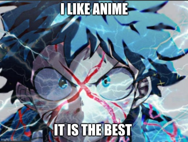 I LIKE ANIME; IT IS THE BEST | image tagged in deku full power | made w/ Imgflip meme maker