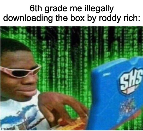 Hacking 100 | 6th grade me illegally downloading the box by roddy rich: | image tagged in hacker man | made w/ Imgflip meme maker