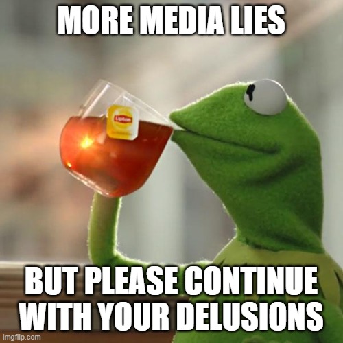 But That's None Of My Business Meme | MORE MEDIA LIES BUT PLEASE CONTINUE WITH YOUR DELUSIONS | image tagged in memes,but that's none of my business,kermit the frog | made w/ Imgflip meme maker