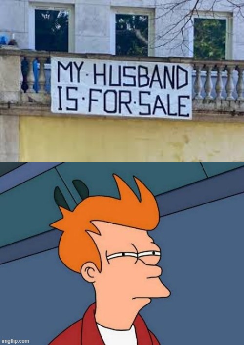 image tagged in memes,futurama fry,funny,my husband,is for sale | made w/ Imgflip meme maker