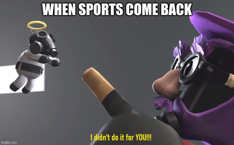 I didn't do it for you | WHEN SPORTS COME BACK | image tagged in i didn't do it for you | made w/ Imgflip meme maker