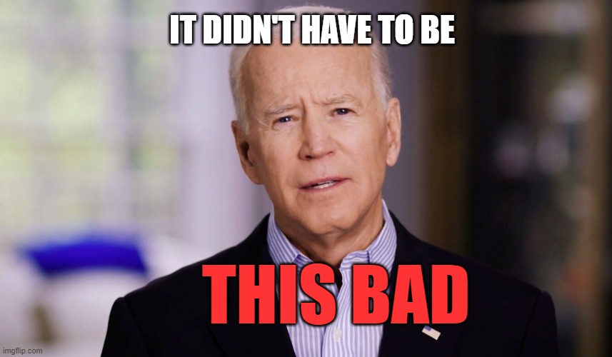 Biden: It didn't have to be THIS BAD | IT DIDN'T HAVE TO BE; THIS BAD | image tagged in joe biden 2020 | made w/ Imgflip meme maker