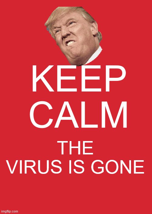 Keep Calm And Carry On Red | KEEP CALM; THE VIRUS IS GONE | image tagged in memes,keep calm and carry on red | made w/ Imgflip meme maker