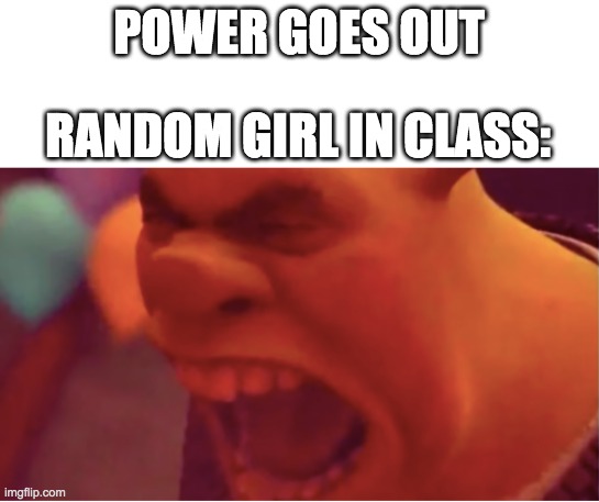 "AAAAAAAAAA" | POWER GOES OUT; RANDOM GIRL IN CLASS: | image tagged in meme,school,lol so funny | made w/ Imgflip meme maker