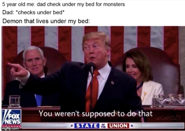 Sleep paralysis demon... | image tagged in demon,sleep,meme,funny,trump,you werent supposed to do that | made w/ Imgflip meme maker