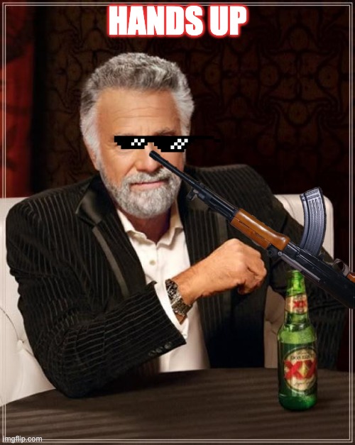 The Most Interesting Man In The World Meme | HANDS UP | image tagged in memes,the most interesting man in the world | made w/ Imgflip meme maker