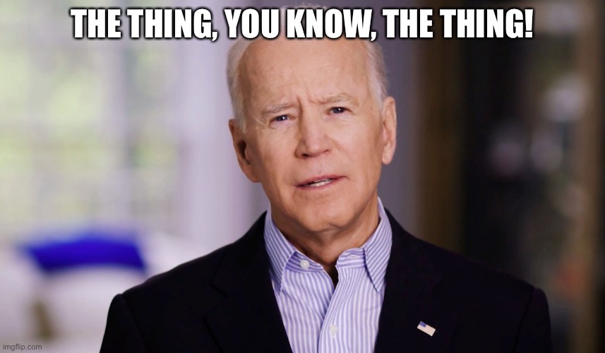 Joe Biden 2020 | THE THING, YOU KNOW, THE THING! | image tagged in joe biden 2020 | made w/ Imgflip meme maker