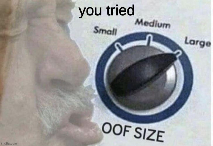 Oof size large | you tried | image tagged in oof size large | made w/ Imgflip meme maker