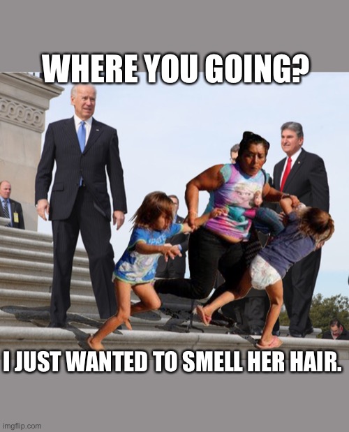 Creepy Joe | WHERE YOU GOING? I JUST WANTED TO SMELL HER HAIR. | image tagged in creepy joe | made w/ Imgflip meme maker