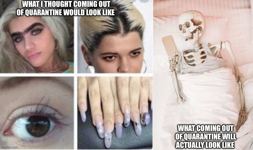 Quarantine got us like | WHAT I THOUGHT COMING OUT OF QUARANTINE WOULD LOOK LIKE; WHAT COMING OUT OF QUARANTINE WILL ACTUALLY LOOK LIKE | image tagged in funny memes | made w/ Imgflip meme maker