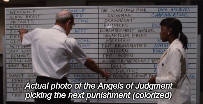Actual photo of the Angels of Judgment picking the next punishment (colorized) | image tagged in cabin in the woods,2020,covid-19,murder hornet | made w/ Imgflip meme maker