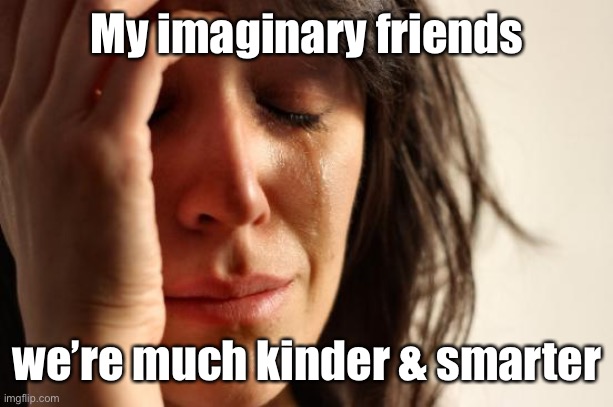 First World Problems Meme | My imaginary friends we’re much kinder & smarter | image tagged in memes,first world problems | made w/ Imgflip meme maker