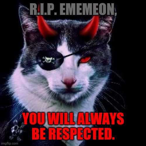 Captain-Pirate_Ememeon | R.I.P. EMEMEON, YOU WILL ALWAYS BE RESPECTED. | image tagged in captain-pirate_ememeon | made w/ Imgflip meme maker