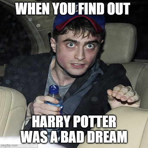 wanna buy some magic | WHEN YOU FIND OUT; HARRY POTTER WAS A BAD DREAM | image tagged in wanna buy some magic | made w/ Imgflip meme maker