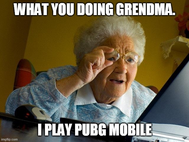 Grandma Finds The Internet Meme | WHAT YOU DOING GRENDMA. I PLAY PUBG MOBILE | image tagged in memes,grandma finds the internet | made w/ Imgflip meme maker