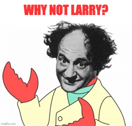 Why Not Larry? | WHY NOT LARRY? | image tagged in larry,three stooges,stooges,why not zoidberg | made w/ Imgflip meme maker