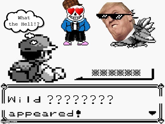 pokemon appears | What the Hell!? ???????? | image tagged in pokemon appears | made w/ Imgflip meme maker