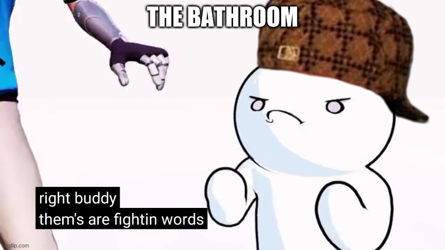 Thems are fightin words | THE BATHROOM | image tagged in thems are fightin words | made w/ Imgflip meme maker