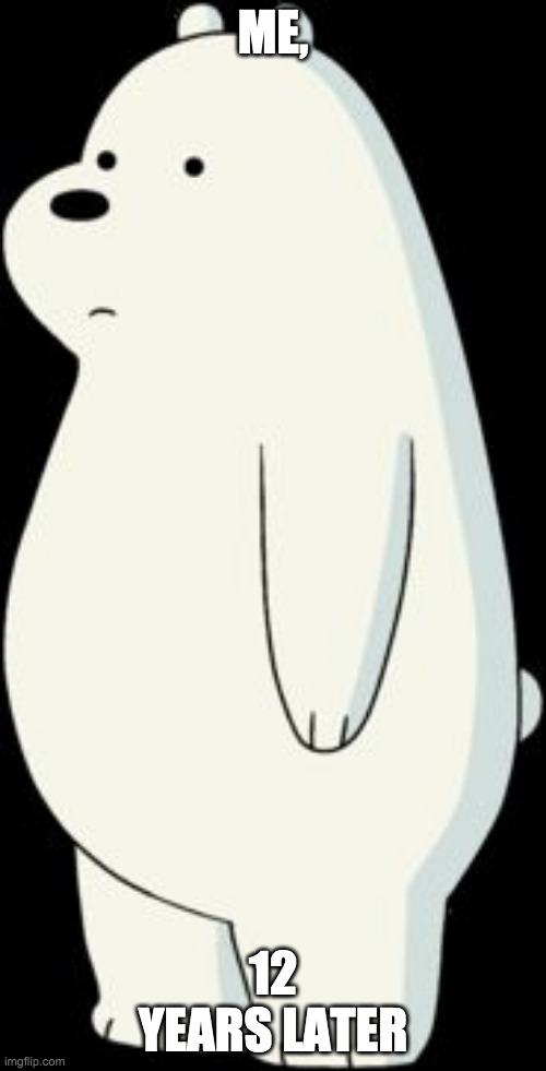 We Bare Bears Ice Bear  | ME, 12 YEARS LATER | image tagged in we bare bears ice bear | made w/ Imgflip meme maker