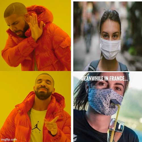 The right mask to wear | image tagged in funny memes,drake hotline bling | made w/ Imgflip meme maker