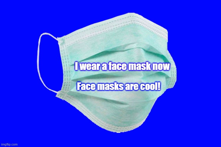 What the 11th Doctor would say when he visits 2020 | I wear a face mask now; Face masks are cool! | image tagged in face mask | made w/ Imgflip meme maker