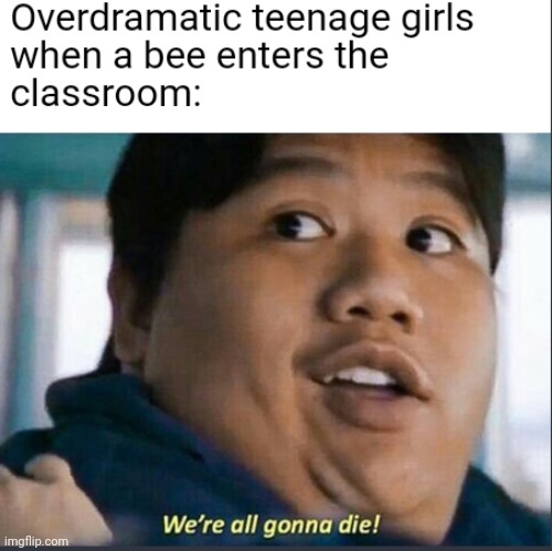 I'm talking about school, not online school | image tagged in overdramatic,teenage girls,memes,we're all gonna die,bee | made w/ Imgflip meme maker