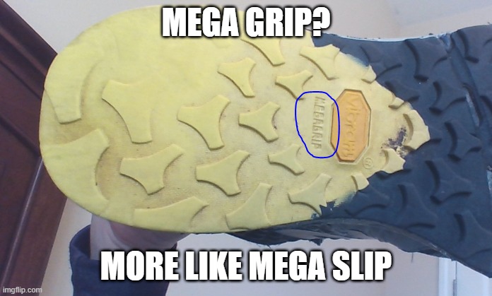 Mega grip?More like Mega Slip | MEGA GRIP? MORE LIKE MEGA SLIP | image tagged in shoes | made w/ Imgflip meme maker