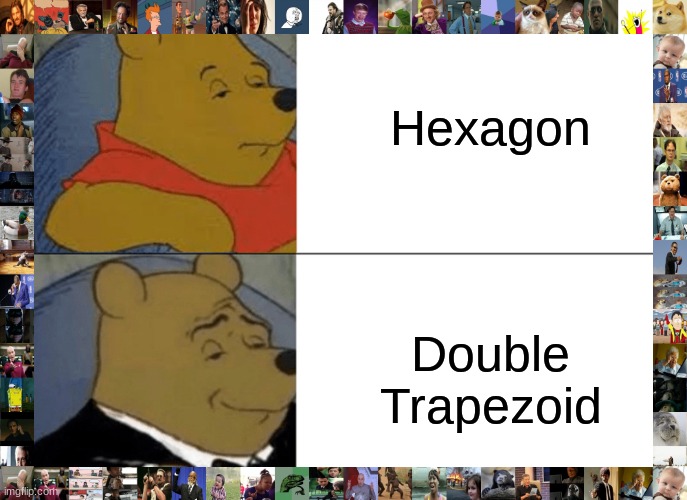 Math | Hexagon; Double Trapezoid | image tagged in memes,tuxedo winnie the pooh | made w/ Imgflip meme maker