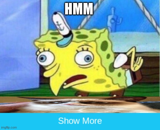 this meme took me 2 hours, hope you enjoy it | HMM | image tagged in memes,mocking spongebob,show more | made w/ Imgflip meme maker