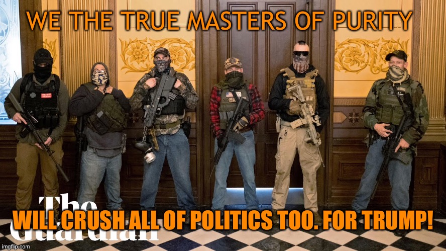 WE THE TRUE MASTERS OF PURITY WILL CRUSH ALL OF POLITICS TOO. FOR TRUMP! | made w/ Imgflip meme maker