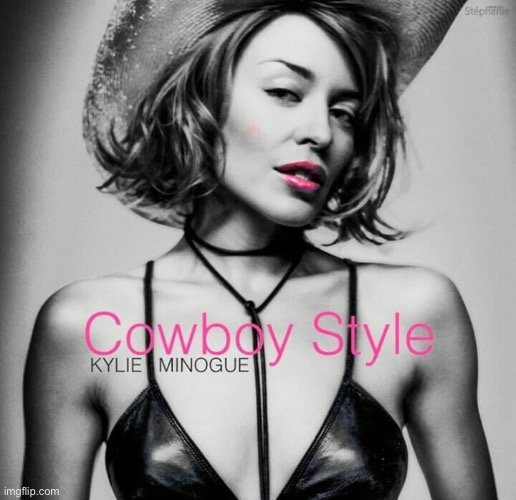 Trippy single from the 1997 album Impossible Princess. | image tagged in kylie cowboy style,cowboys,cowboy,cowgirl,pop music,album | made w/ Imgflip meme maker