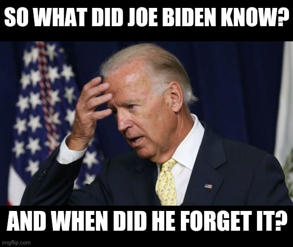 The most scandal-resistant politician ever? | SO WHAT DID JOE BIDEN KNOW? AND WHEN DID HE FORGET IT? | image tagged in joe biden worries,senile,creep,joe biden,when did he forget it | made w/ Imgflip meme maker