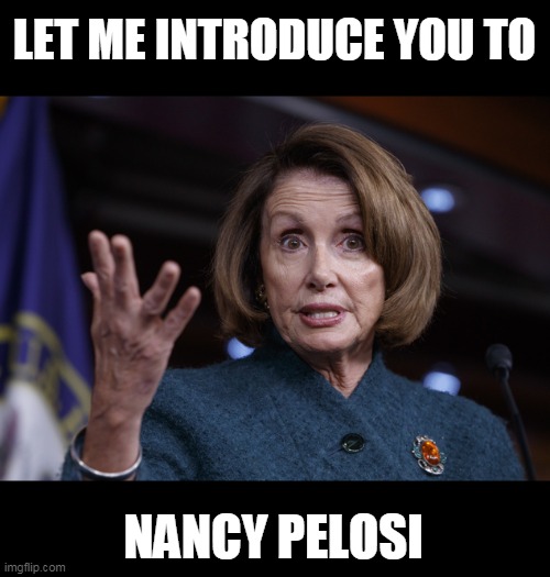 Good old Nancy Pelosi | LET ME INTRODUCE YOU TO NANCY PELOSI | image tagged in good old nancy pelosi | made w/ Imgflip meme maker