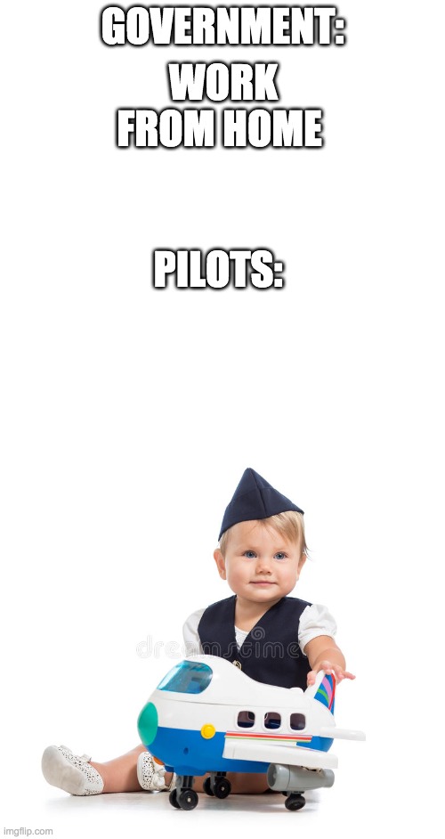 WORK FROM HOME; GOVERNMENT:; PILOTS: | image tagged in funny memes | made w/ Imgflip meme maker