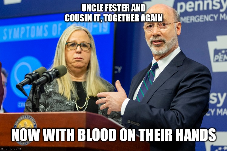 UNCLE FESTER AND COUSIN IT, TOGETHER AGAIN; NOW WITH BLOOD ON THEIR HANDS | image tagged in politics | made w/ Imgflip meme maker